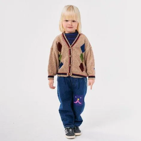 Strickjacke Diamonds Intarsia Light Brown - Bobo Choses