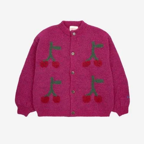 Cardigan Bobo Cherry intarsia Fuchsia - Bobo Choses