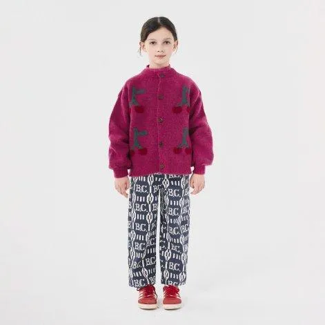 Cardigan Bobo Cherry intarsia Fuchsia - Bobo Choses