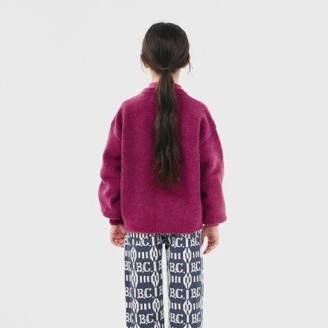 Cardigan Bobo Cherry intarsia Fuchsia - Bobo Choses