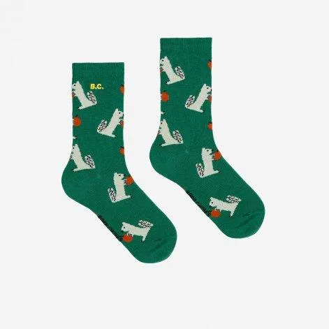 Socken Hungry Squirrel all over Dark Green - Bobo Choses