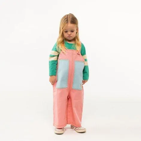 Baby dungarees Color Blocked Peach - tinycottons