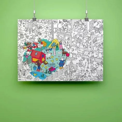 Crazy Farm coloring poster - OMY