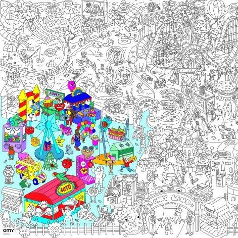 Fun Park coloring poster - OMY