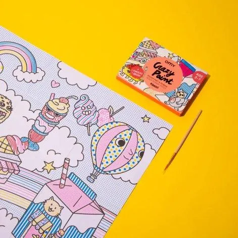 Coloring poster incl. brush Crazy Paint Kawaii - OMY