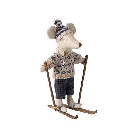 Winter mouse with ski set father blue - Maileg